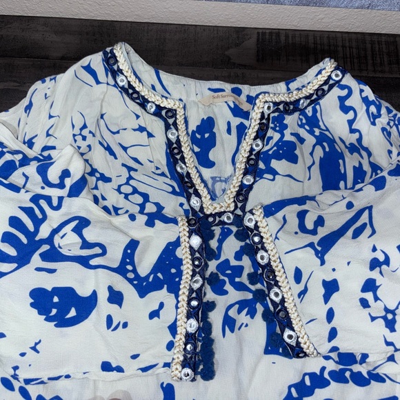 Soft Surroundings Creacendo Kaftan Mandi Dress in blue and white. Sz L - Picture 10 of 12